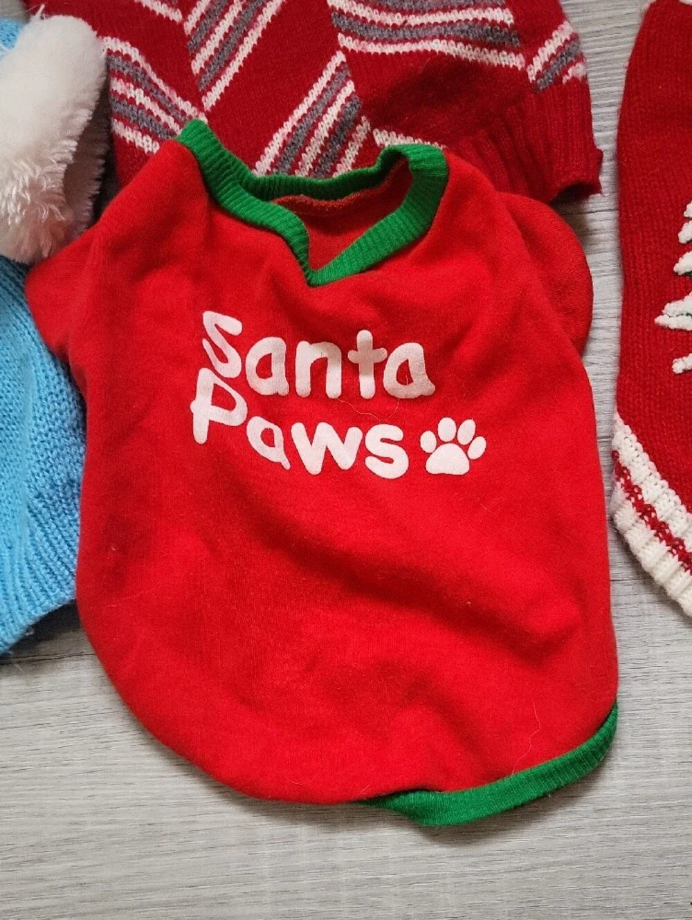 Holiday Pet Sweaters and Shirt Pack - Red and Light Blue